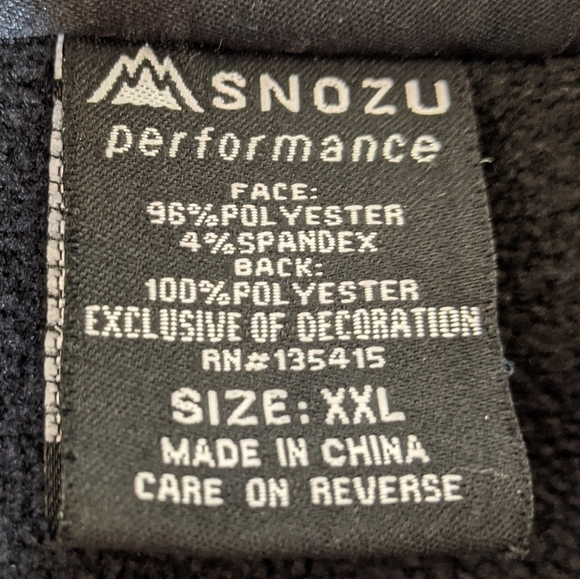 Snozu Men's Performance Full Zip Fleece Lined Jacket Black Size XXL - Picture 9 of 10